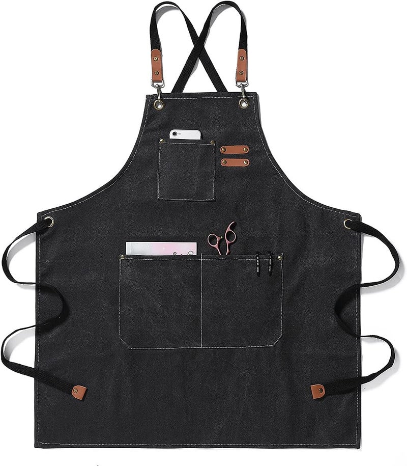 Duogoo Kitchen Chef Aprons for Women and Men with 3 Pockets for Cooking BBQ Bib Work - Image 1
